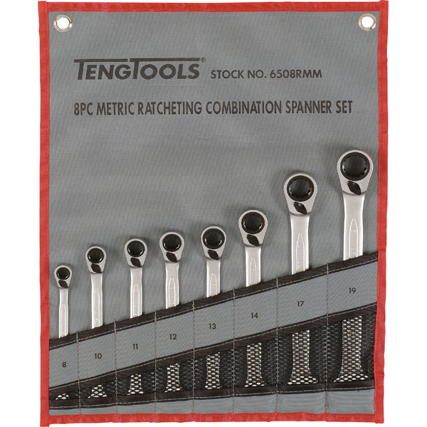 8 Piece Ratcheting Spanner Set (Handy Tool Roll)